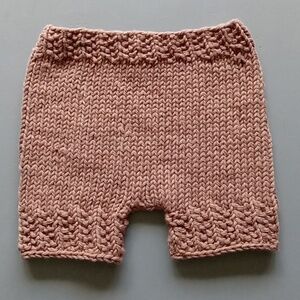 Hand Crafted Handknit Brown Cotton Baby Shorts NB Newborn